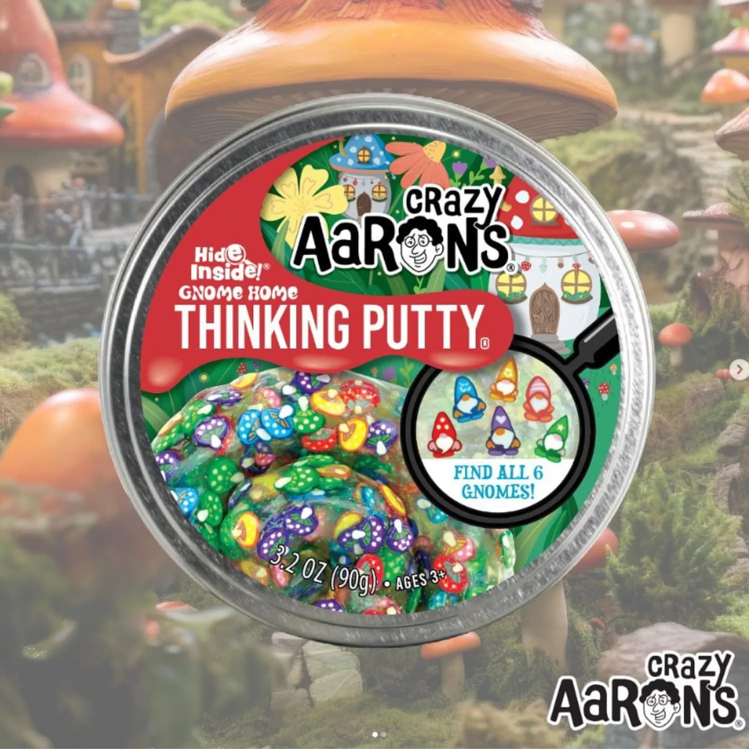 Crazy Aaron's Thinking Putty - Gnome Home - Multi-Color Sensory Putty 4" Tin | Creative Stress Relief Toy for Kids & Adults thumbnail 5
