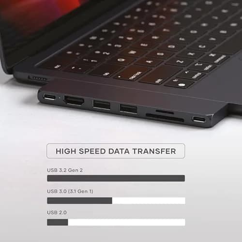 Satechi 7-in-1 USB-C Hub Pro Slim, 100W Charging, 4K HDMI, USB4, Midnight | MacBook Expansion & High-Speed Connectivity thumbnail 6