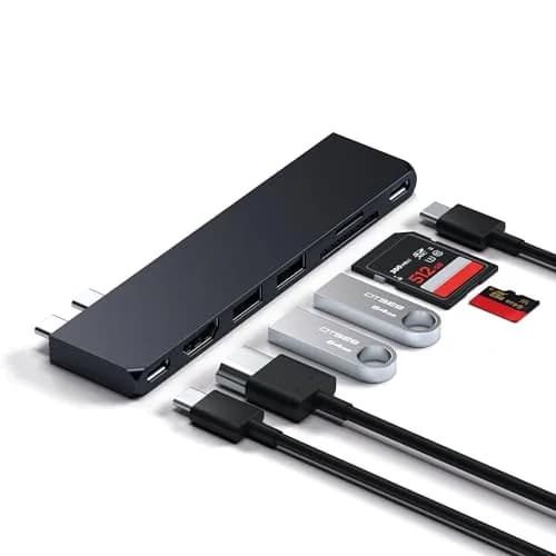 Satechi 7-in-1 USB-C Hub Pro Slim, 100W Charging, 4K HDMI, USB4, Midnight | MacBook Expansion & High-Speed Connectivity thumbnail 2
