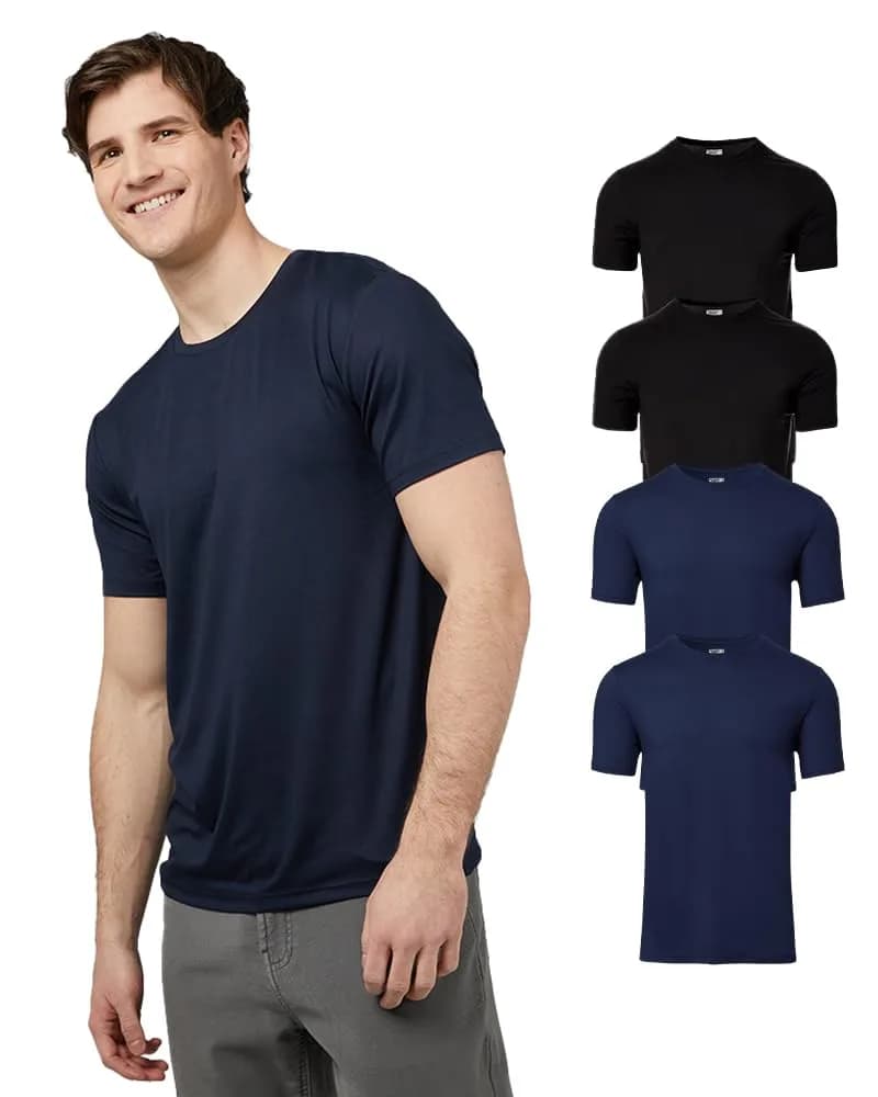 32 Degrees Men's 4 Pack Cool Classic Crewneck T-Shirt | Anti-Odor, Quick Drying, 4-Way Stretch, XX-Large