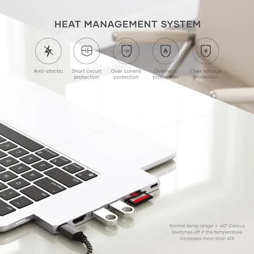 Satechi 7-in-1 USB-C Hub Pro Slim, 4K HDMI, USB 3.2 Gen 2, USB 4, Silver | MacBook Expansion & High-Speed Ports thumbnail 5