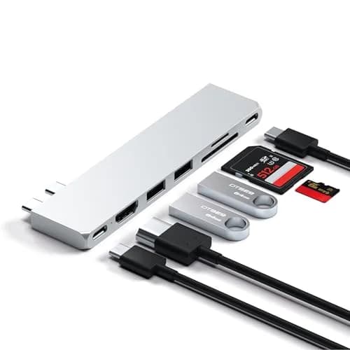 Satechi 7-in-1 USB-C Hub Pro Slim, 4K HDMI, USB 3.2 Gen 2, USB 4, Silver | MacBook Expansion & High-Speed Ports thumbnail 7