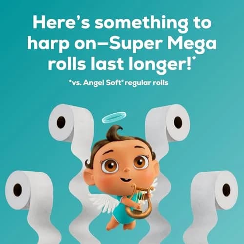 Angel Soft Toilet Paper 6 Super Mega Rolls (2880 Sheets Total) | Soft, Strong, Septic Safe thumbnail 5