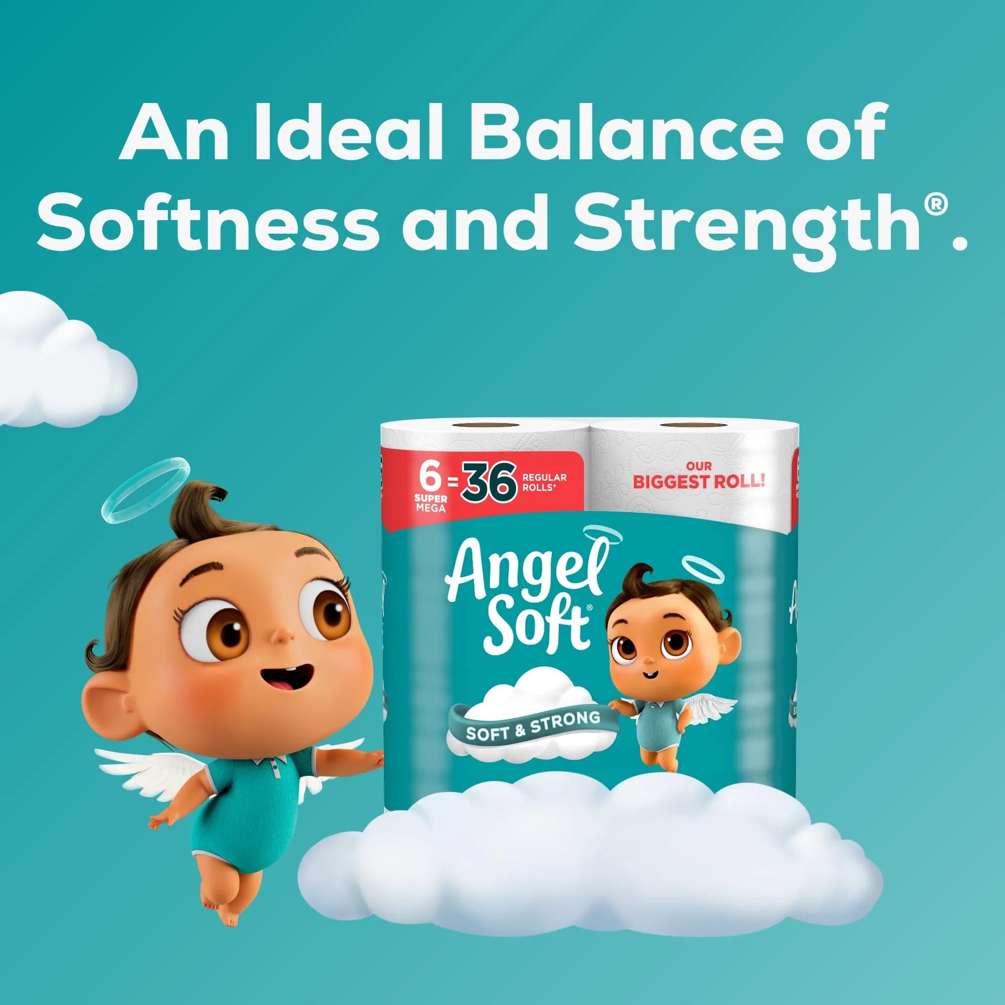 Angel Soft Toilet Paper Mega Rolls | Soft, Strong, Value Pack (6 Super Mega Rolls) - view 4