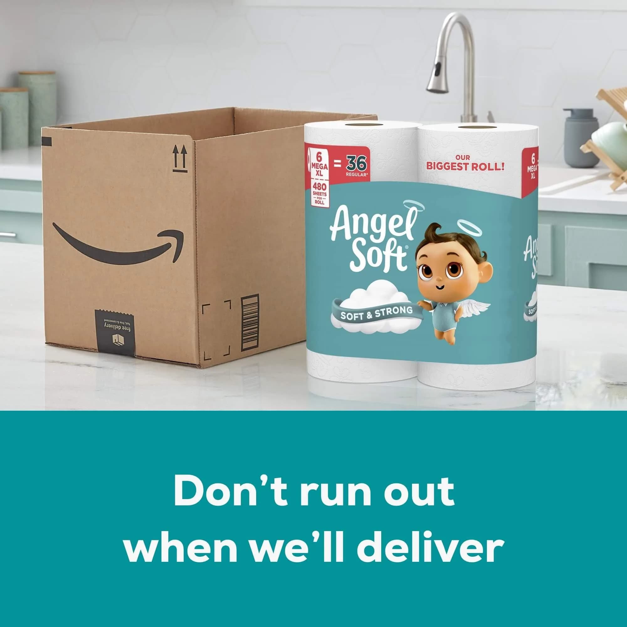 Angel Soft Toilet Paper Mega Rolls | Soft, Strong, Value Pack (6 Super Mega Rolls) - view 9
