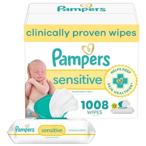 Pampers Sensitive Baby Wipes, 1008 Count (18 Packs) | Clinically Proven for Sensitive Skin thumbnail 1