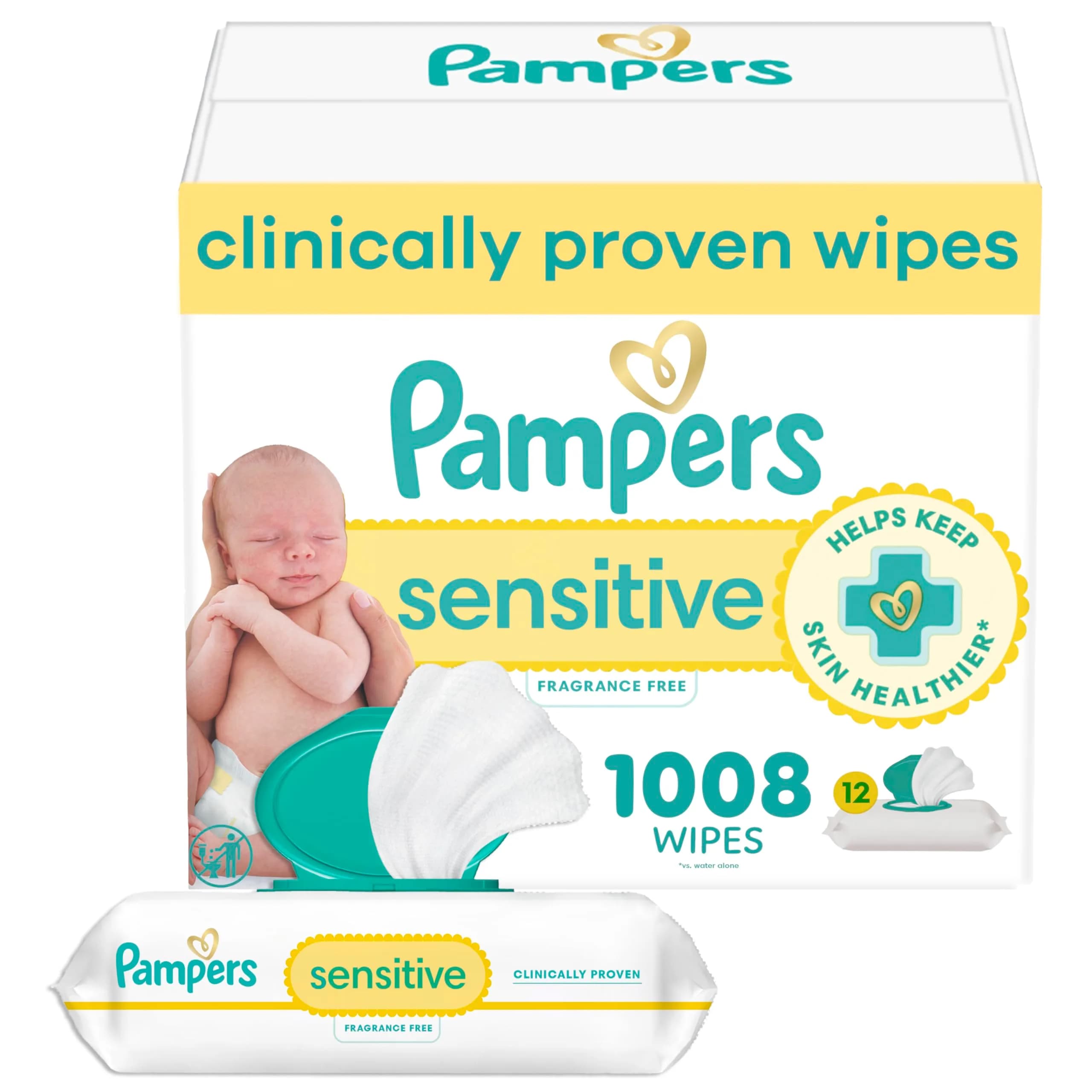 Pampers Sensitive Baby Wipes, 1008 Count (18 Packs) | Clinically Proven for Sensitive Skin - main product image