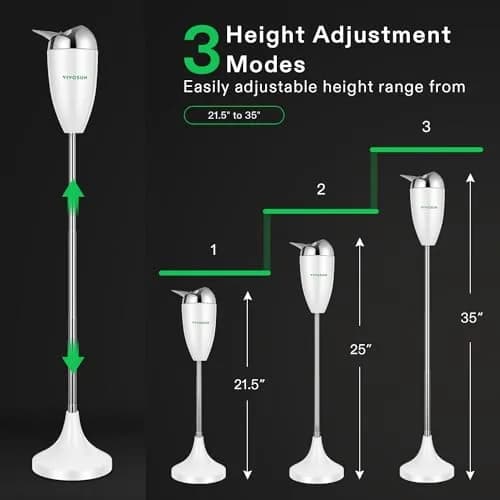 VIVOSUN Adjustable Standing Ashtray with Lid for Outside Patio 5.9" Base, 21.5"-35" Height | Modern White Finish thumbnail 6