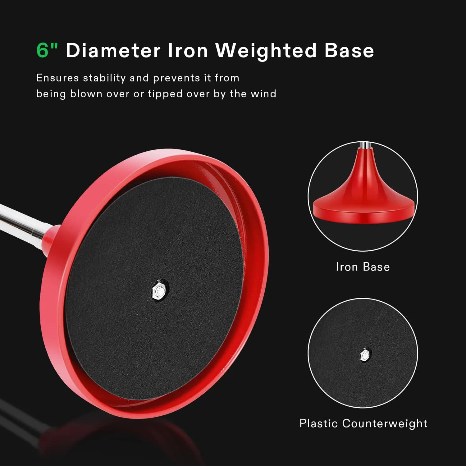VIVOSUN Red Adjustable Standing Ashtray with Lid for Patio & Home | 53cm-89cm Height - view 2