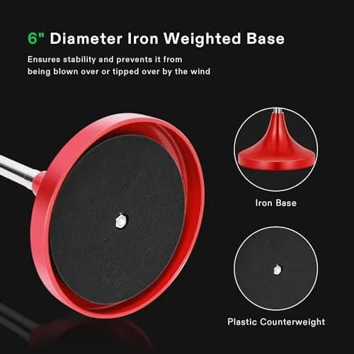 VIVOSUN Adjustable Outdoor Ashtray with Lid, Red, 53.34cm - 88.9cm (21"-35") | Modern Design, Odor-Trapping thumbnail 2