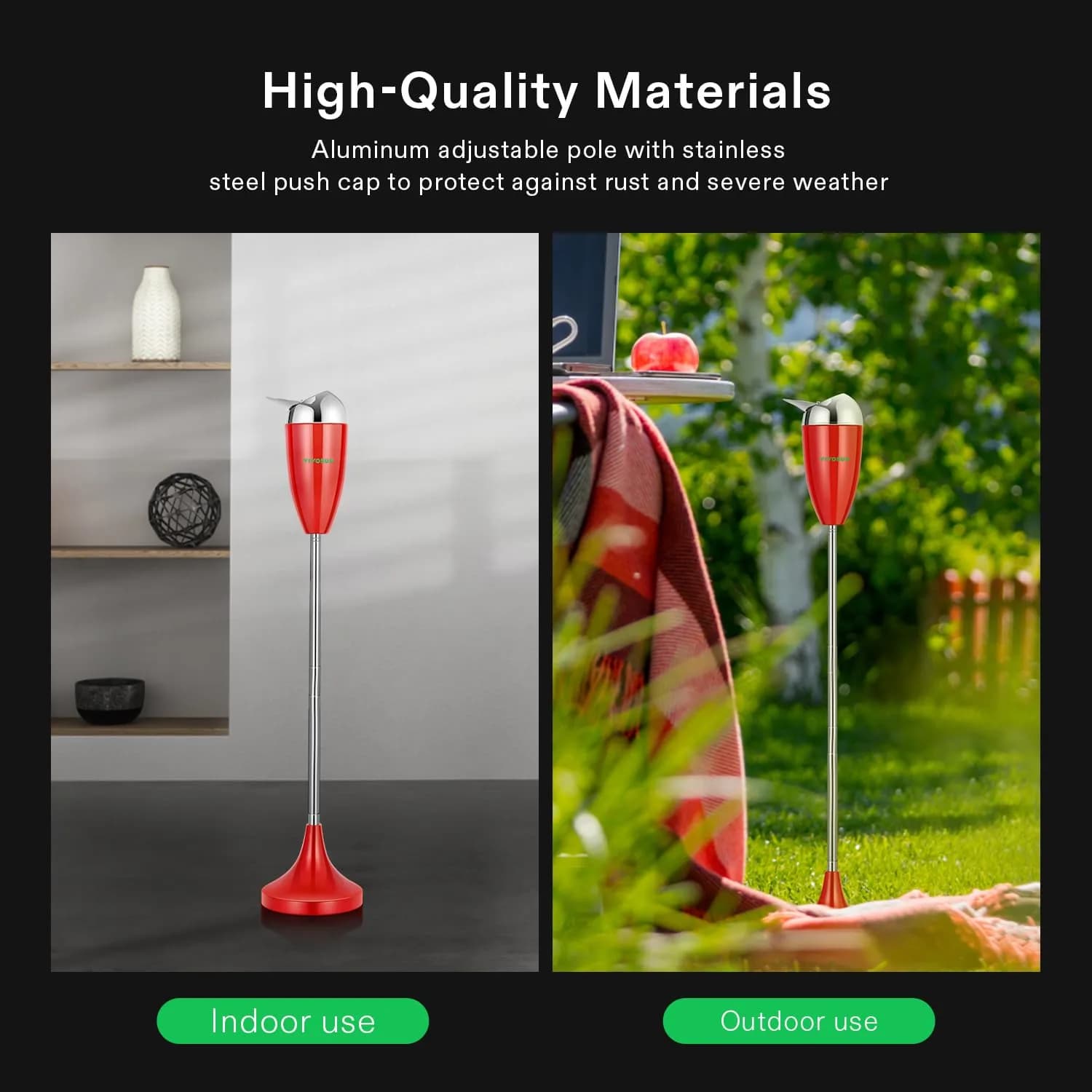 VIVOSUN Red Adjustable Standing Ashtray with Lid for Patio & Home | 53cm-89cm Height - view 3