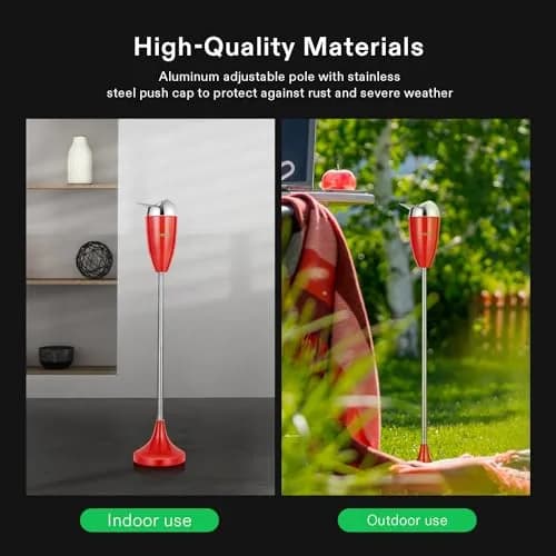 VIVOSUN Adjustable Outdoor Ashtray with Lid, Red, 53.34cm - 88.9cm (21"-35") | Modern Design, Odor-Trapping thumbnail 3