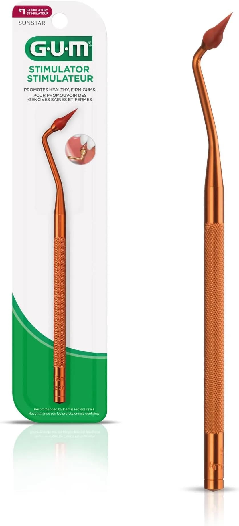 GUM Professional Healthcare Gum Stimulator Refills with Rubber Tip, Precision Control, Massages Gums (Pack of 5, 3 Tips Each) — Bronze