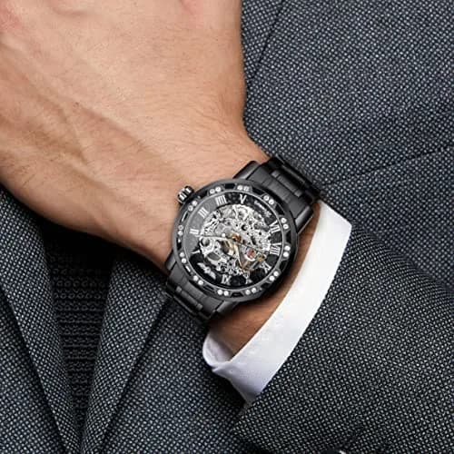 FORSINING Retro Steampunk Skeleton Automatic Diamond Men's Watch 45mm (1.77in) | Luxury Mechanical Wrist Watch thumbnail 4