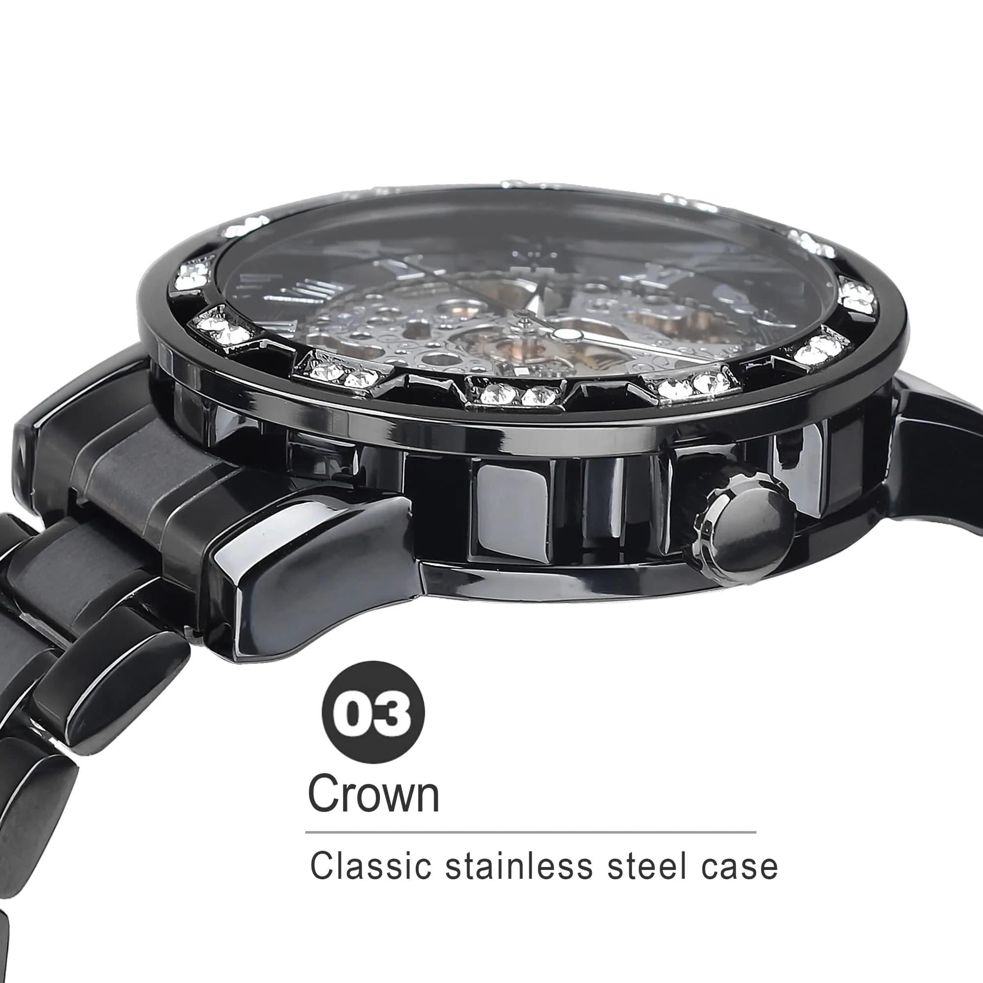 FORSINING Retro Steampunk Skeleton Automatic Diamond Men's Watch 45mm (1.77in) | Luxury Mechanical Wrist Watch - view 5