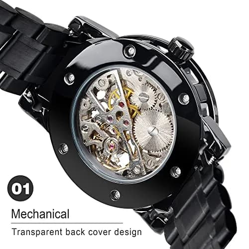 FORSINING Retro Steampunk Skeleton Automatic Diamond Men's Watch 45mm (1.77in) | Luxury Mechanical Wrist Watch thumbnail 6