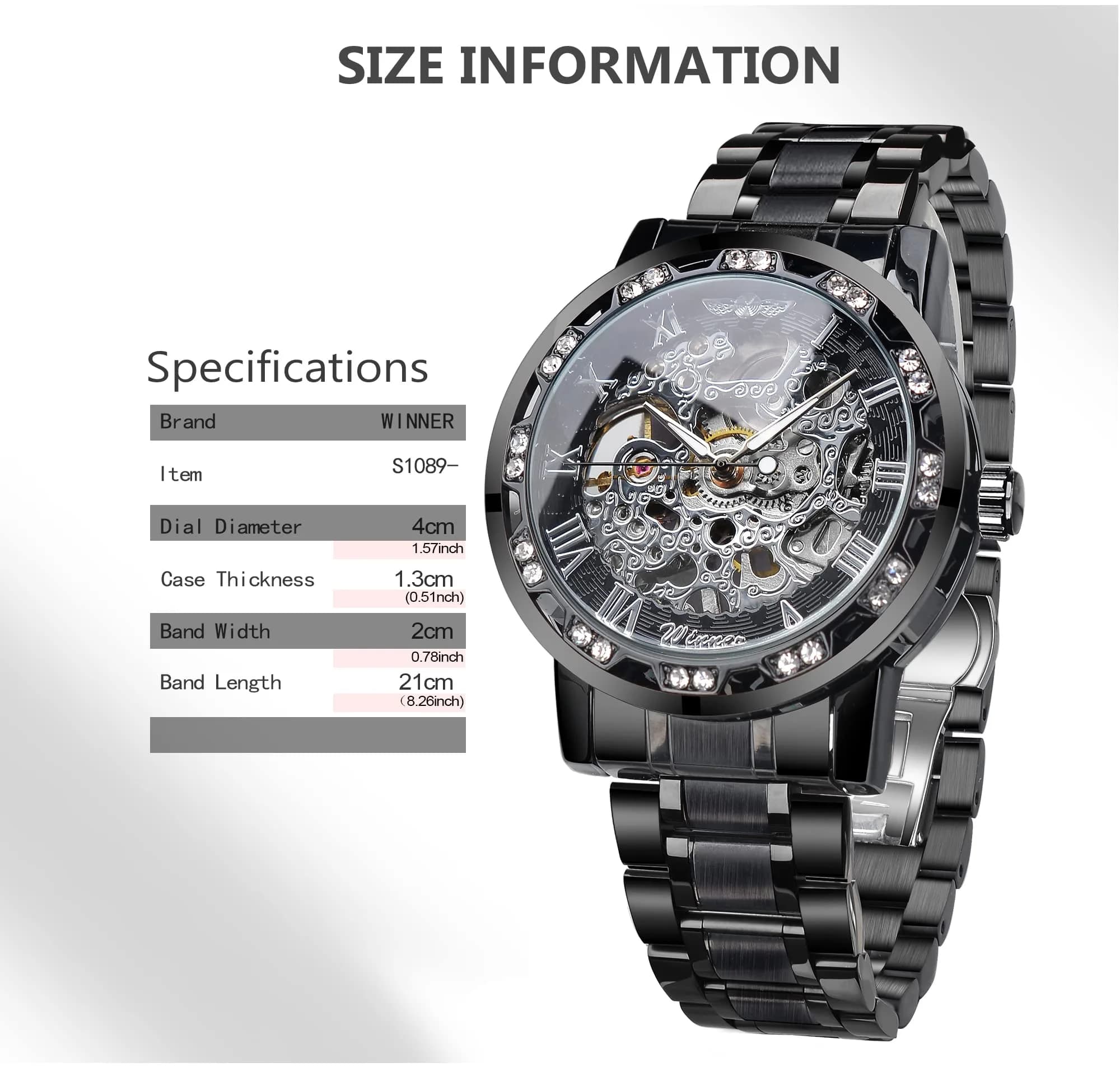 FORSINING Retro Steampunk Skeleton Automatic Diamond Men's Watch 45mm (1.77in) | Luxury Mechanical Wrist Watch - view 7