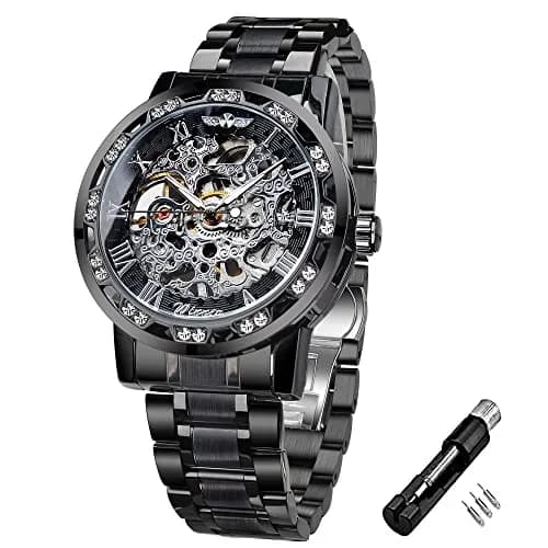 FORSINING Retro Steampunk Skeleton Automatic Diamond Men's Watch 45mm (1.77in) | Luxury Mechanical Wrist Watch thumbnail 1