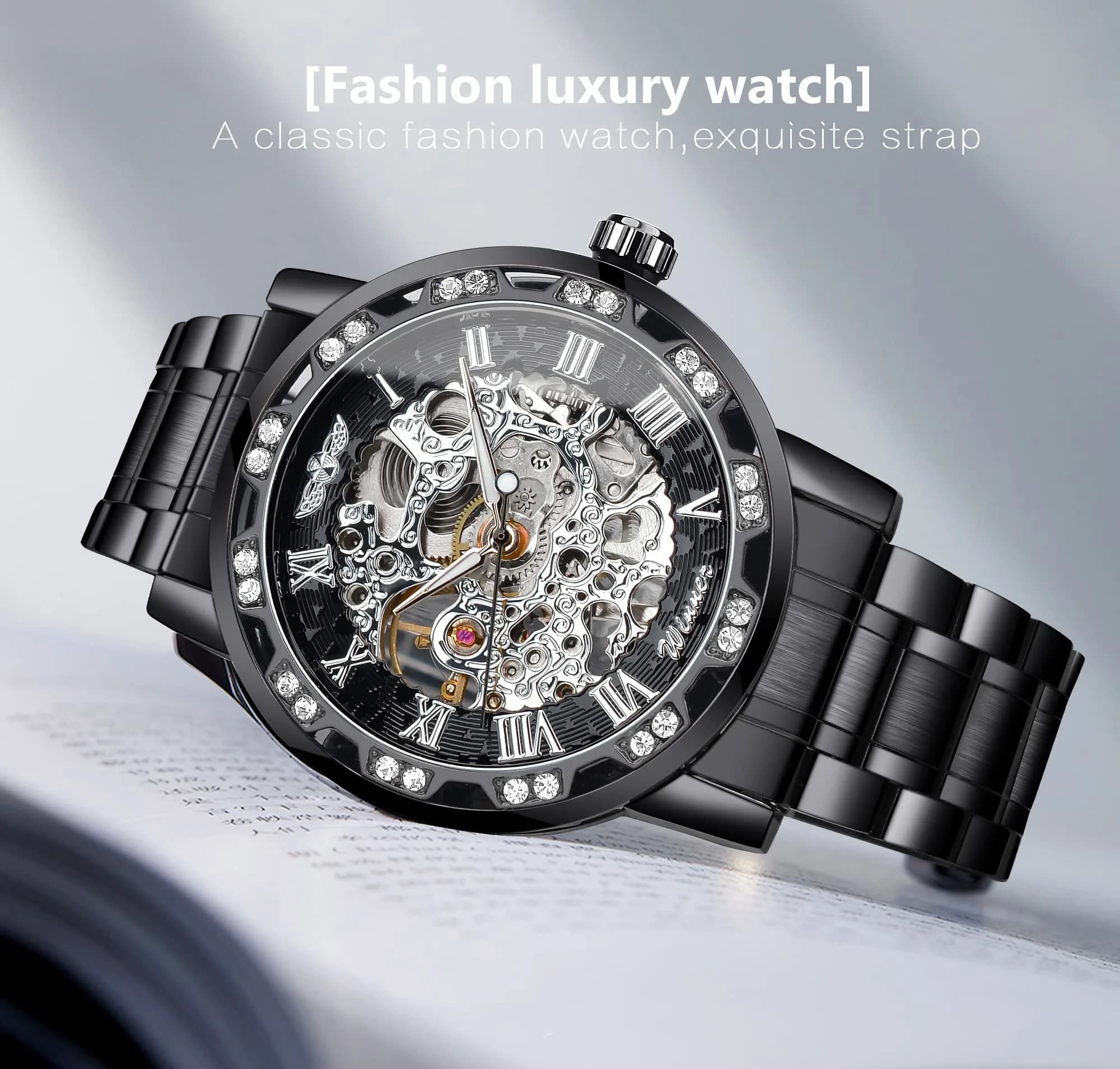 FORSINING Retro Steampunk Skeleton Automatic Diamond Men's Watch 45mm (1.77in) | Luxury Mechanical Wrist Watch - view 8