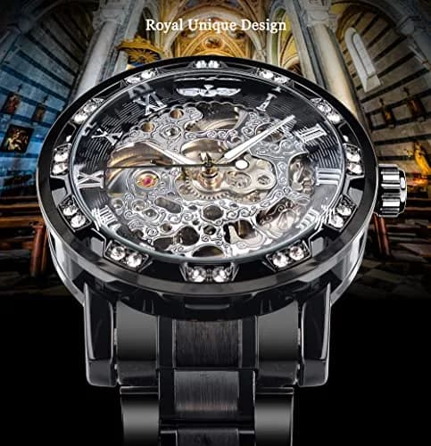 FORSINING Retro Steampunk Skeleton Automatic Diamond Men's Watch 45mm (1.77in) | Luxury Mechanical Wrist Watch thumbnail 2