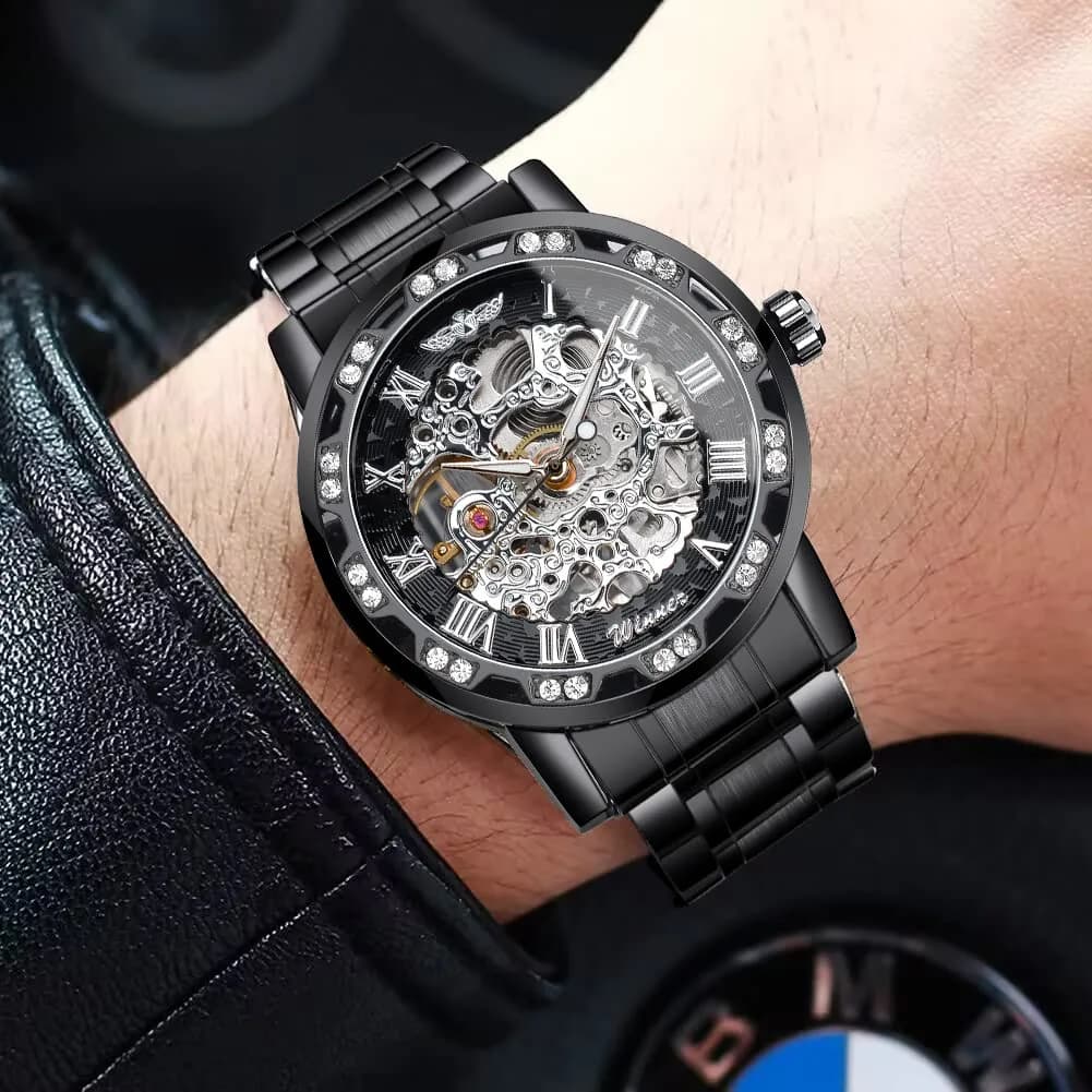 FORSINING Retro Steampunk Skeleton Automatic Diamond Men's Watch 45mm (1.77in) | Luxury Mechanical Wrist Watch - view 3