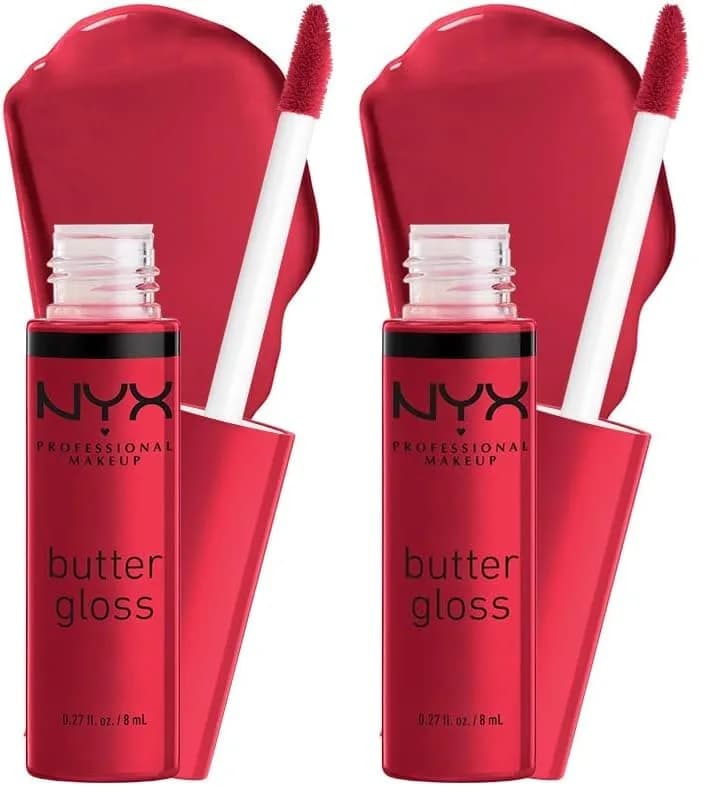 NYX PROFESSIONAL MAKEUP Butter Gloss Bling Lip Gloss in Red Velvet (Pack of 2) - Deep Red Shine - main product image