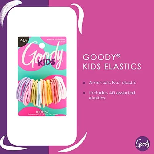 Goody Kids Ouchless Elastic Hair Ties, 40 Count (Pack of 2) | No-Snag, Pain-Free Ponytail Holders for All Hair Types thumbnail 3