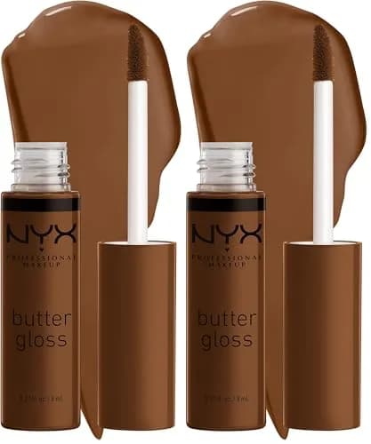 NYX PROFESSIONAL MAKEUP Butter Gloss Brown Sugar Caramelt (Medium Brown) 16ml (0.54 Fl Oz) Pack of 2 | Non-Sticky Gloss for Brown Skin Tones thumbnail 1