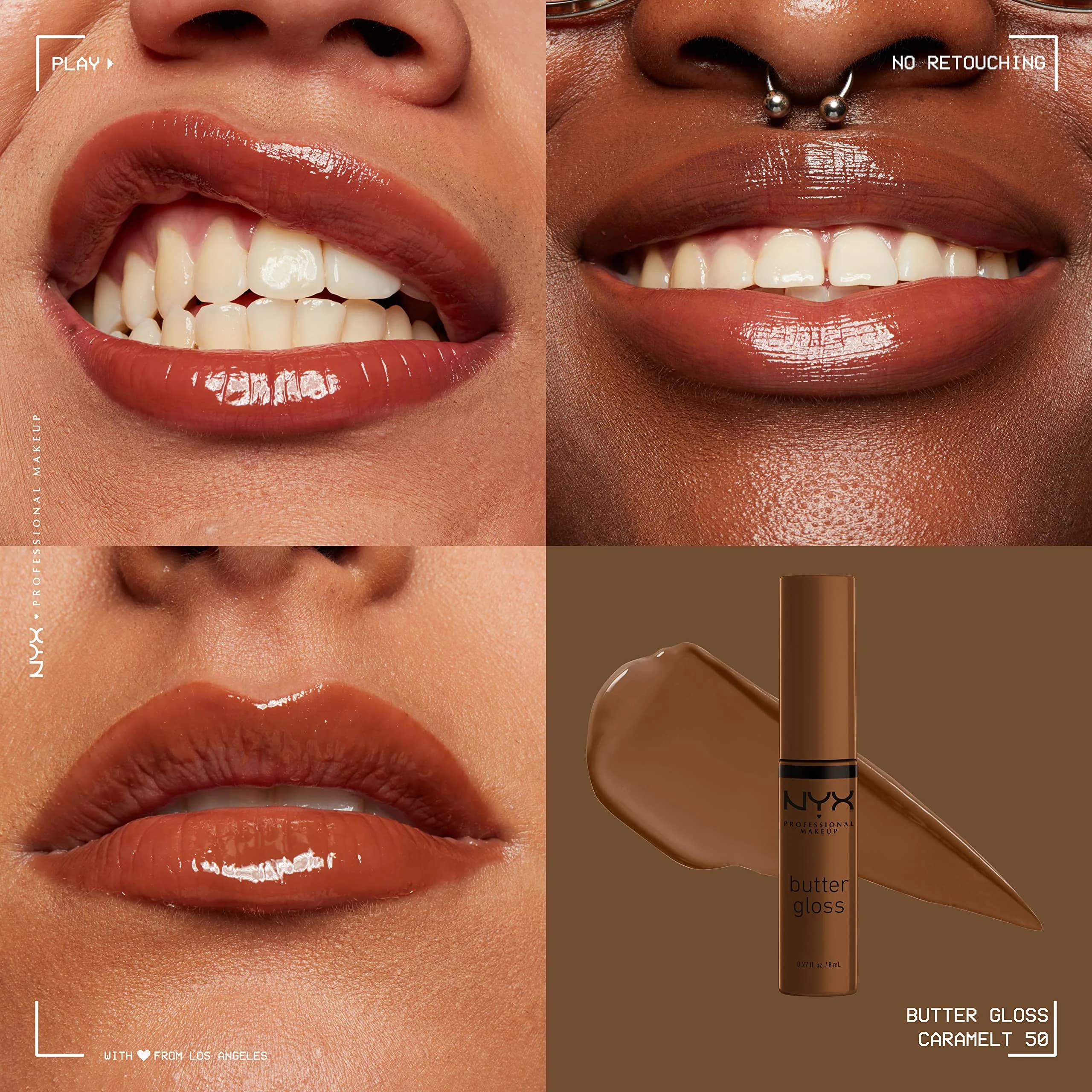 NYX PROFESSIONAL MAKEUP Butter Gloss Brown Sugar Caramelt (Medium Brown) 16ml (0.54 Fl Oz) Pack of 2 | Non-Sticky Gloss for Brown Skin Tones - view 4