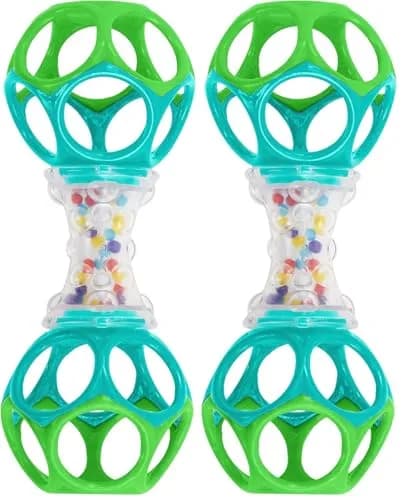 Bright Starts Oball Shaker Rattle Toy 2-Pack | BPA-Free, Easy-Grip for Newborns thumbnail 1