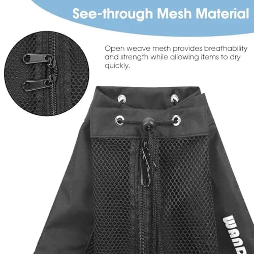 WANDF Mesh Swim Backpack for Swimmers, Breathable Beach Bag (M,Black) | Large Capacity & Quick Dry thumbnail 5