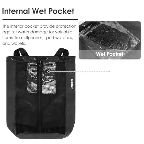 WANDF Mesh Swim Backpack for Swimmers, Breathable Beach Bag (M,Black) | Large Capacity & Quick Dry thumbnail 3