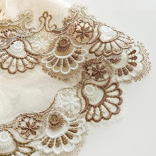 mylacerhome Lace Round Tablecloth Doily 60 cm (24 inch) | Elegant Embroidery for Parties & Tables thumbnail 4