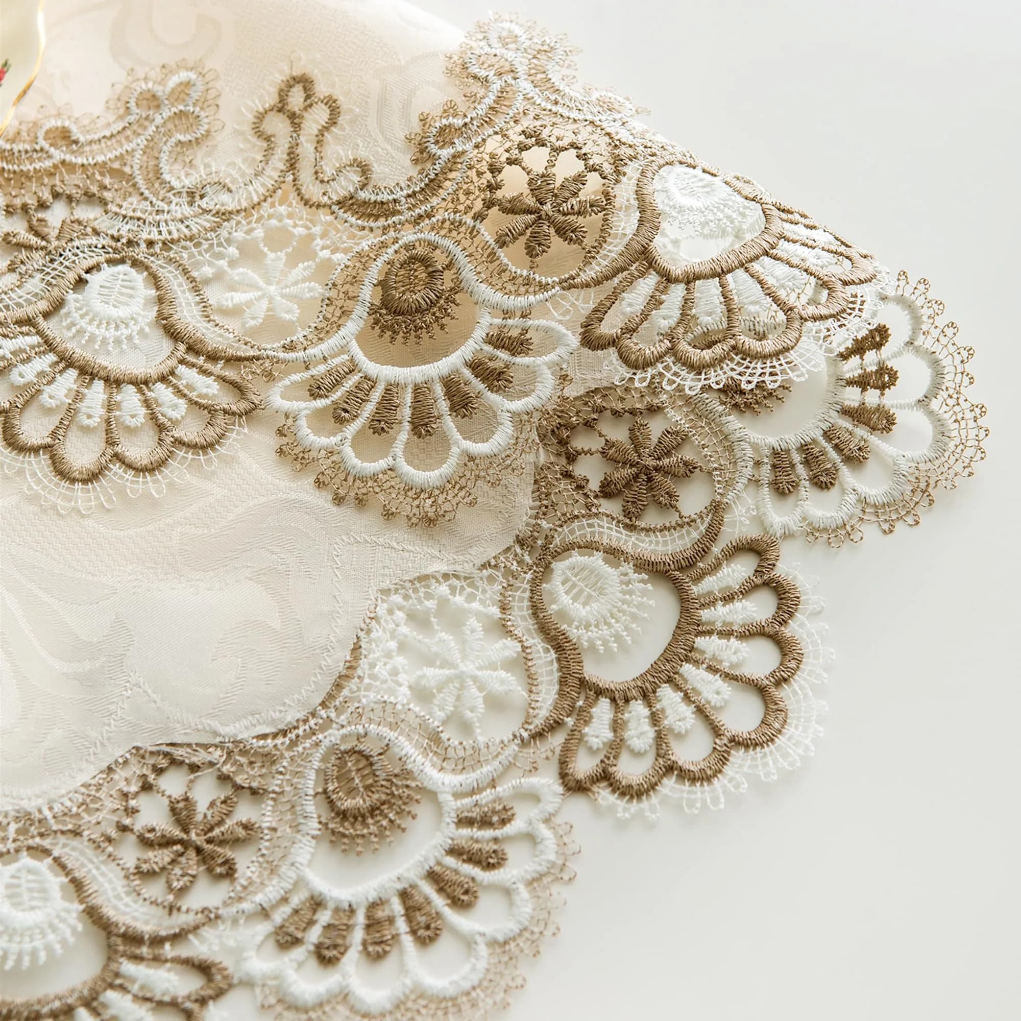 mylacerhome Lace Round Tablecloth Doily 60 cm (24 inch) | Elegant Embroidery for Parties & Tables - view 4