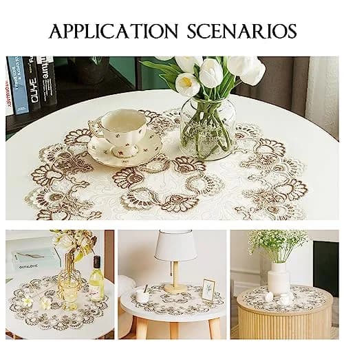 mylacerhome Lace Round Tablecloth Doily 60 cm (24 inch) | Elegant Embroidery for Parties & Tables thumbnail 5