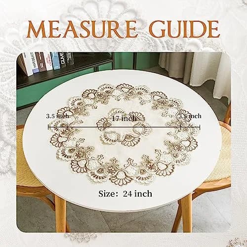 mylacerhome Lace Round Tablecloth Doily 60 cm (24 inch) | Elegant Embroidery for Parties & Tables thumbnail 6