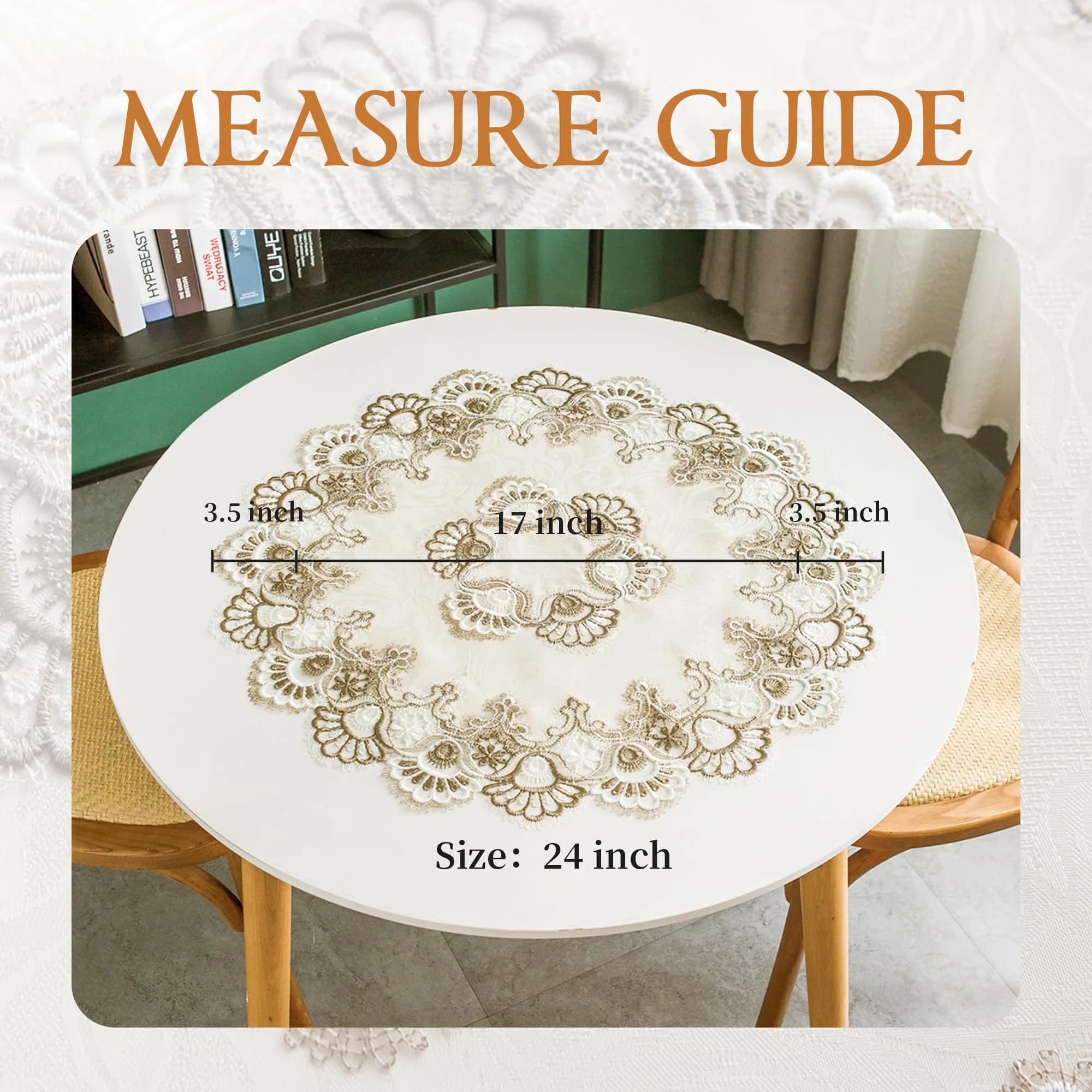 mylacerhome Lace Round Tablecloth Doily 60 cm (24 inch) | Elegant Embroidery for Parties & Tables - view 6