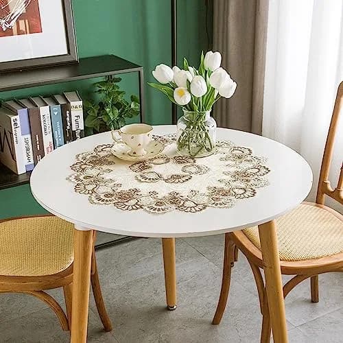 mylacerhome Lace Round Tablecloth Doily 60 cm (24 inch) | Elegant Embroidery for Parties & Tables thumbnail 2