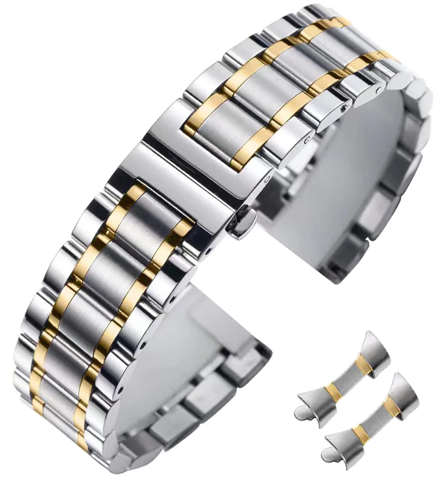 Niziruoup 21mm Stainless Steel Watch Band | Two Tone Silver/Gold, Adjustable & Durable (70-120 chars)