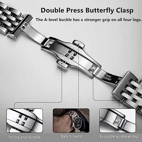 Niziruoup 21mm Stainless Steel Watch Band | Two Tone Silver/Gold, Adjustable & Durable (70-120 chars) thumbnail 3