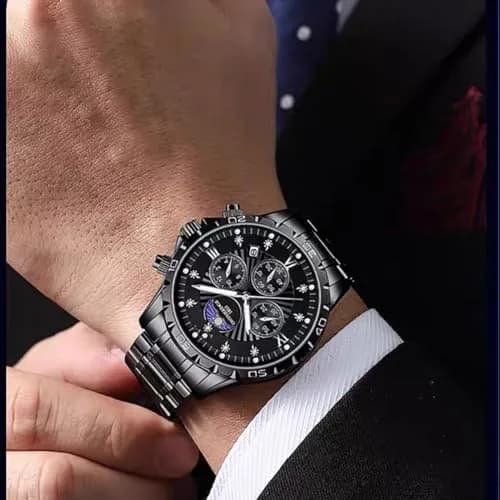 Niziruoup 19mm Black Stainless Steel Watch Band | Adjustable Metal Strap for Smartwatches & Traditional Watches thumbnail 4