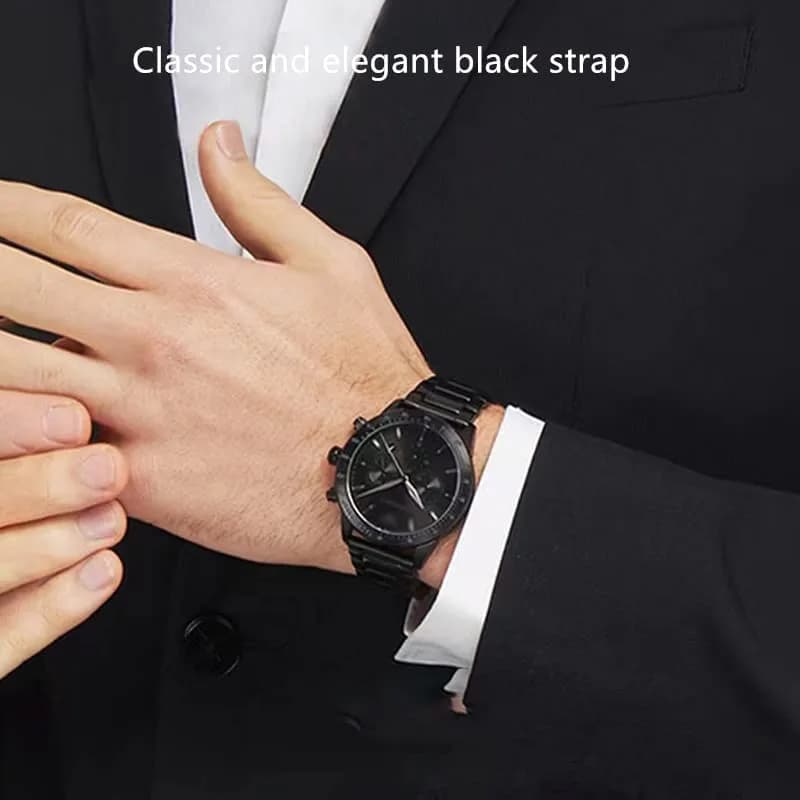 Niziruoup 19mm Black Stainless Steel Watch Band | Adjustable Metal Strap for Smartwatches & Traditional Watches thumbnail 6
