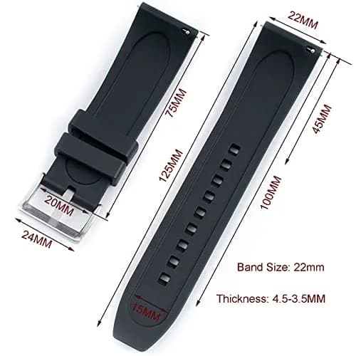 Niziruoup Quick Release Fluororubber Watch Band 22mm | Soft Durable FKM Rubber Replacement Strap for Men & Women thumbnail 2
