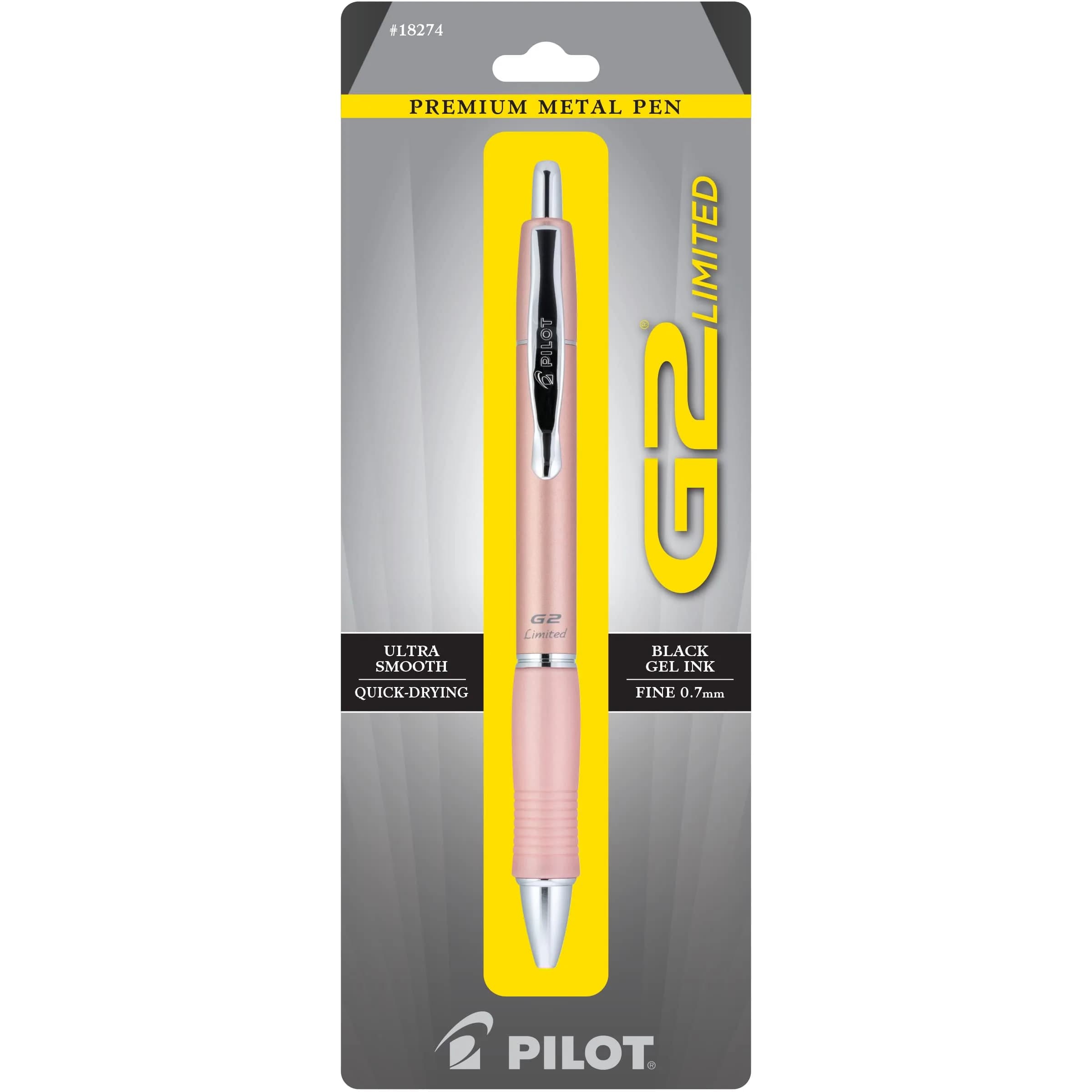 PILOT G2 Limited Gel Pen, Fine Point 0.7mm, Black Ink, Single Pen | Smooth Writing for Students & Professionals — Rose Gold