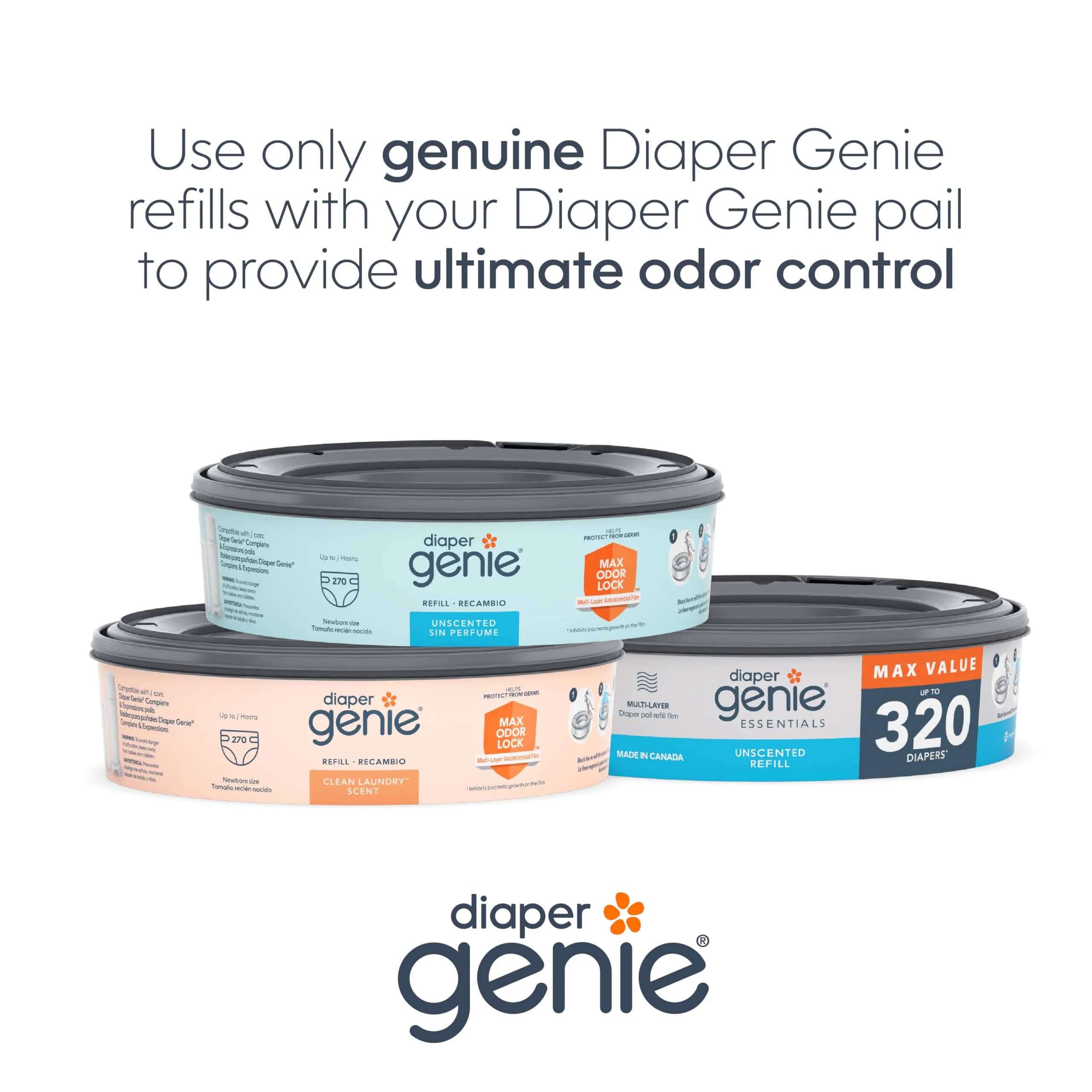 Diaper Genie Essentials Round Refill 8-Pack | Odor-Locking Diaper Pail Refills for Complete & Expressions Pails - view 6