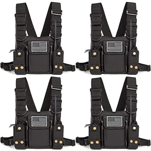 LUITON Radio Shoulder Holster Chest Harness Holder Vest Rig for Two Way Radio 4 Pack | Adjustable Nylon Chest Pouch for Kenwood, Baofeng, Retevis thumbnail 1