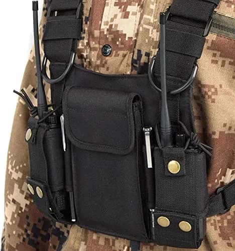 LUITON Radio Shoulder Holster Chest Harness Holder Vest Rig for Two Way Radio 4 Pack | Adjustable Nylon Chest Pouch for Kenwood, Baofeng, Retevis thumbnail 3