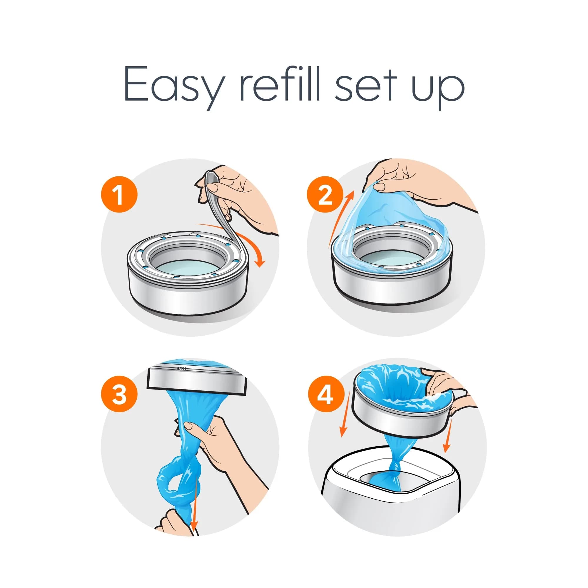 Diaper Genie Essentials Round Refill 4-Pack | Holds Up to 1280 Newborn Diapers | Unscented Continuous Film | Made in North America - view 5