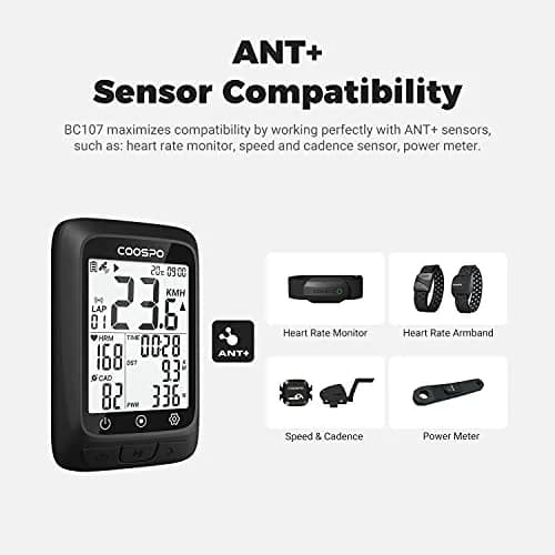 COOSPO GPS Cycling Computer BC107 & Bike Cadence/Speed Sensor BK467 | 2.4 Inch Auto-Backlight Display, Bluetooth/ANT+ thumbnail 4