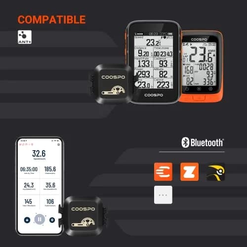COOSPO GPS Cycling Computer BC107 & Bike Cadence/Speed Sensor BK467 | 2.4 Inch Auto-Backlight Display, Bluetooth/ANT+ thumbnail 6